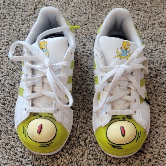 adidas Other - adidas Kids White and Lime Green Cartoon Sneakers